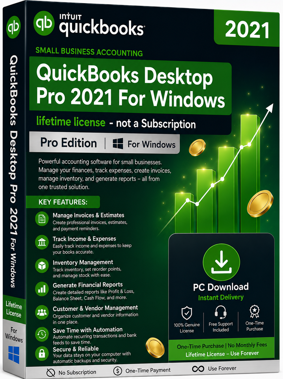 DESPOKT2021 Quickbooks desktop Pro 2021 for windows– lifetime license – not a Subscription - Image 1